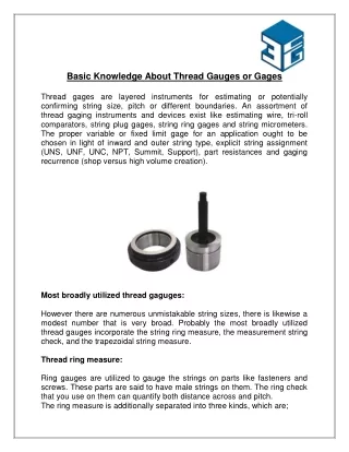basic knowledge about thread gauges or gages