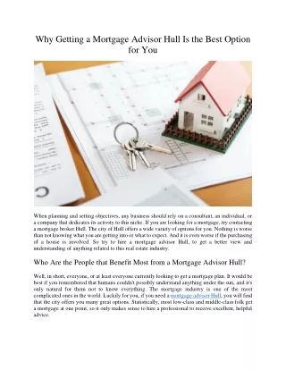 why getting a mortgage advisor hull is the best