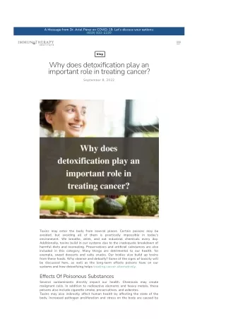 Why does detoxification play an important role in treating cancer?