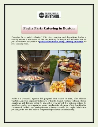 Paella Party Catering in Boston