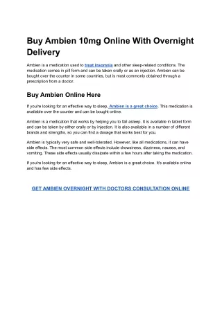 Buy Ambien 10mg Online Overnight DElivery