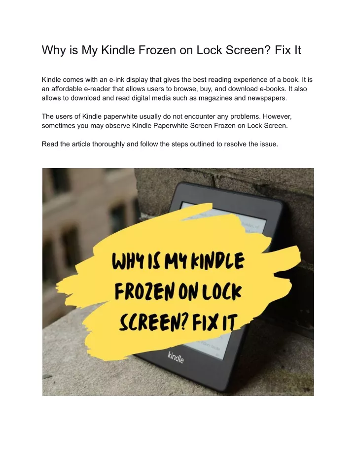 why is my kindle frozen on lock screen fix it