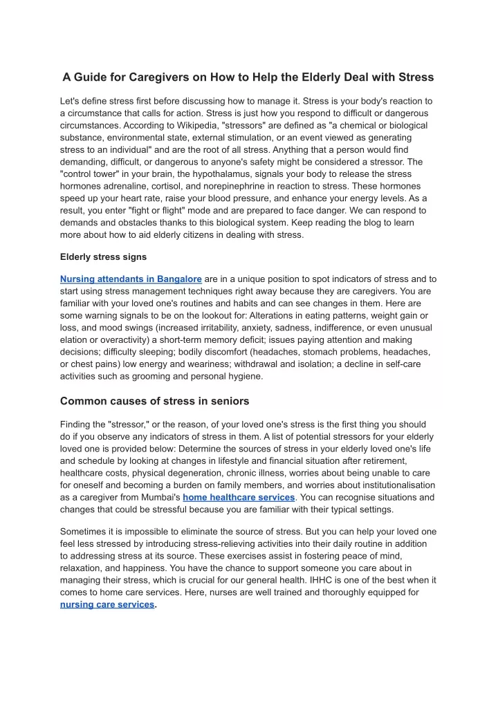 PPT - A Guide for Caregivers on how to help the Elderly deal with ...