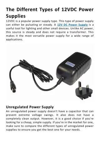 the different types of 12vdc power supplies 12vdc