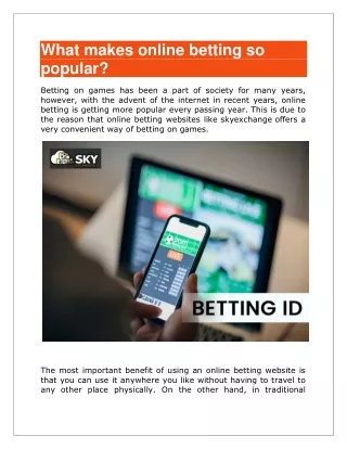 What makes online betting so popular
