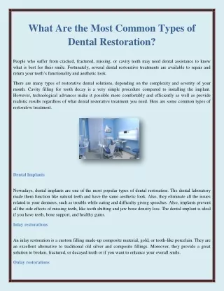 what are the most common types of dental