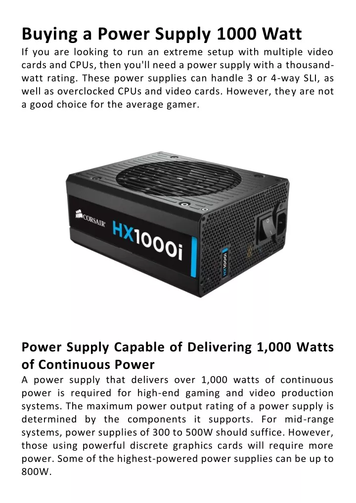 buying a power supply 1000 watt