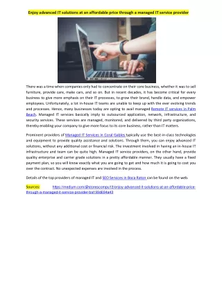 Enjoy advanced IT solutions at an affordable price through a managed IT service provider