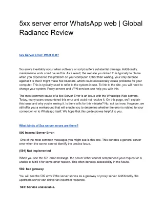 5xx server error WhatsApp web | Global Radiance Review