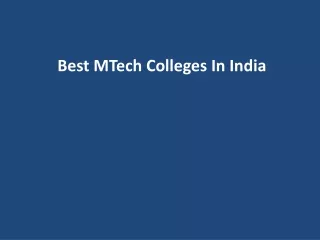 Best MTech Colleges In India