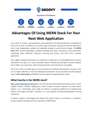 advantages of using mern stack for your next