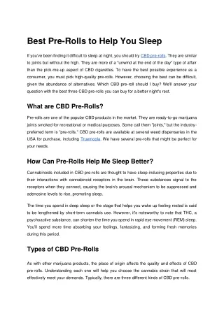 Best CBD Pre Rolls in the USA