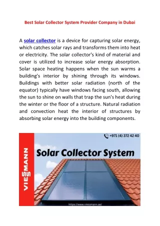Best Solar Collector System Provider Company in Dubai