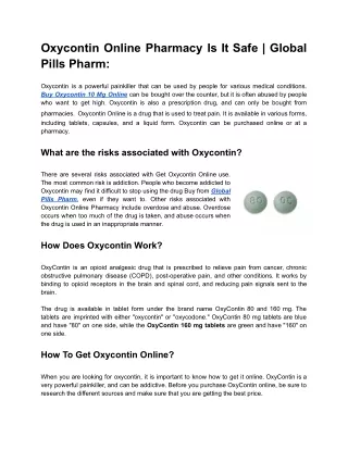 Oxycontin Online Pharmacy Is It Safe _ Global Pills Pharm_