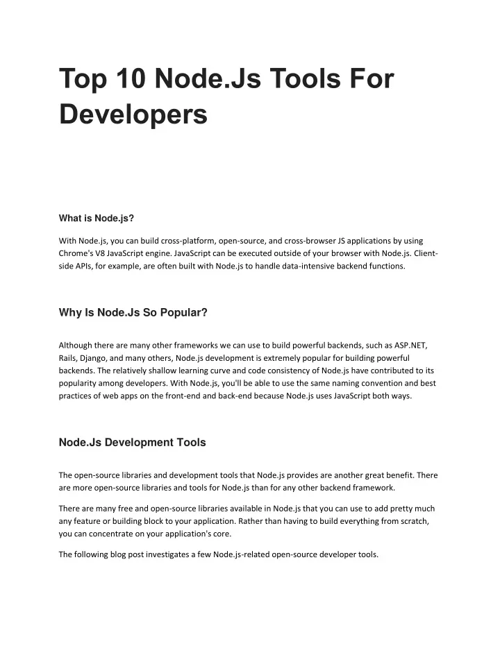 top 10 node js tools for developers