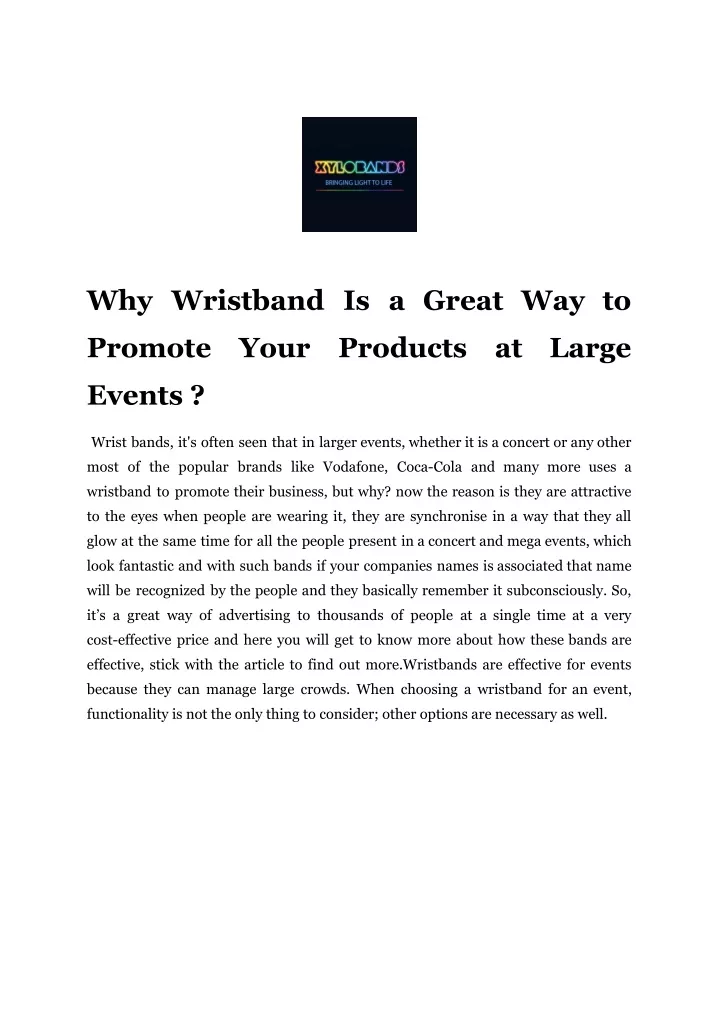 why wristband is a great way to