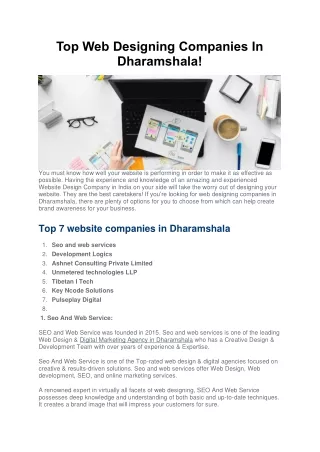 Top Web Designing Companies In Dharamshala