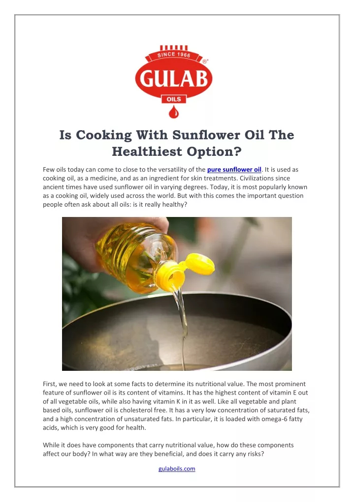 is cooking with sunflower oil the healthiest