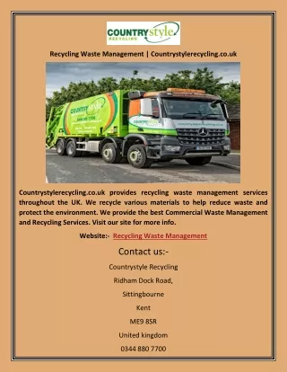 Recycling Waste Management | Countrystylerecycling.co.uk