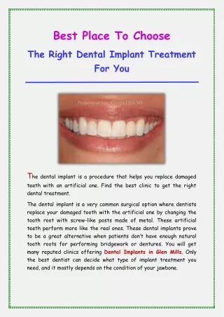 Best Place To Choose The Right Dental Implant Treatment For You
