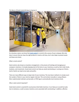 the basics of stock control how to improve it