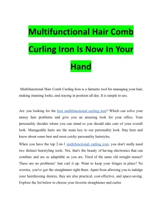 Multifunctional Hair Comb Curling Iron Is Now In Your Hand