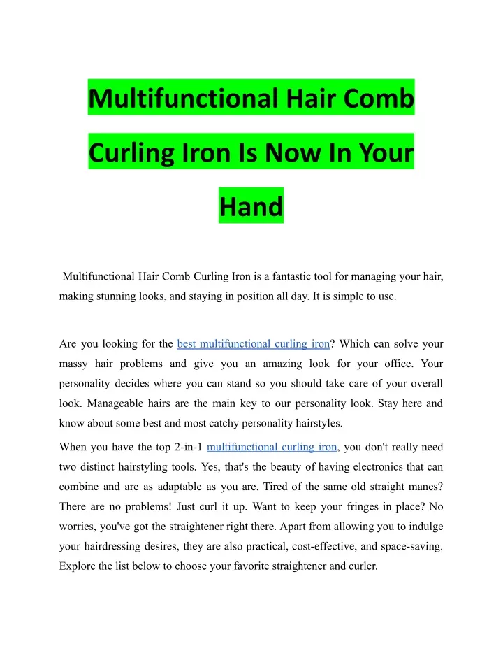 multifunctional hair comb