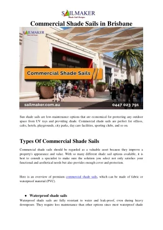 Commercial Shade Sails in Brisbane: A Complete Guide