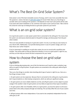 Solar on-grid system