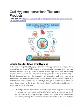 Oral Hygiene Instructions Tips and Products
