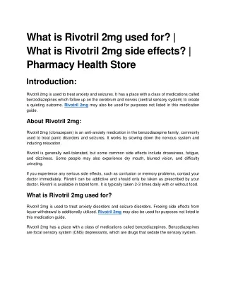 Rivotril - Info - Pharmacy Health Store