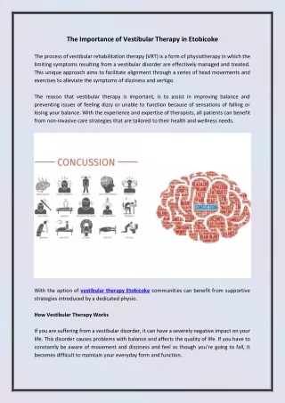 The Importance of Vestibular Therapy in Etobicoke