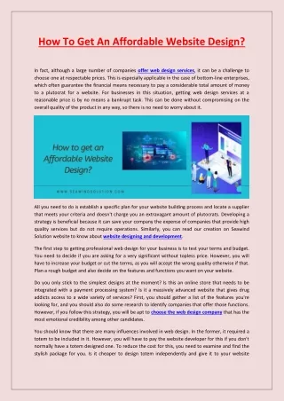 how to get an affordable website design
