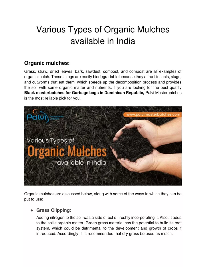 various types of organic mulches available