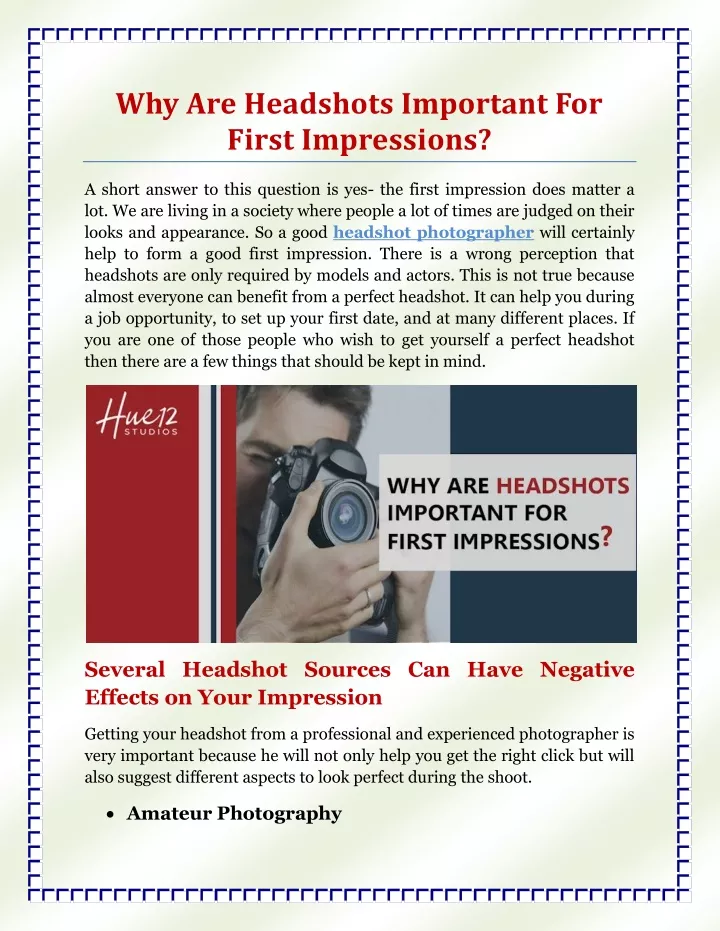 why are headshots important for first impressions