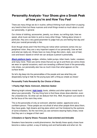 Personality Analysis- Your Shoes give a Sneak Peak of how you’re and How You Feel