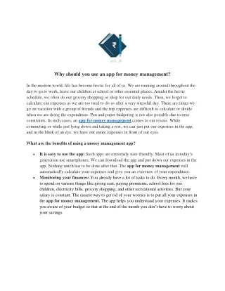 Why should you use an app for money management