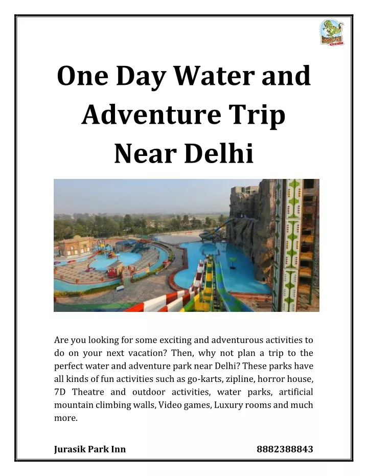 one day water and adventure trip near delhi
