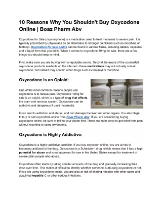 10 Reasons Why You Shouldn't Buy Oxycodone Online _ Boaz Pharm Abv