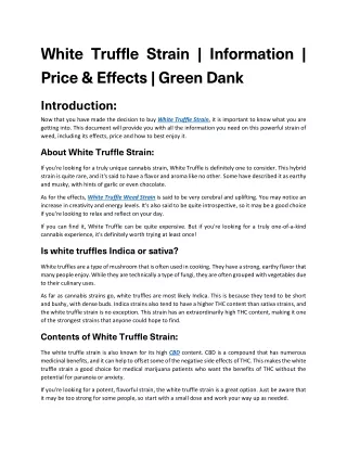 White truffle strain - Info - Green Dank