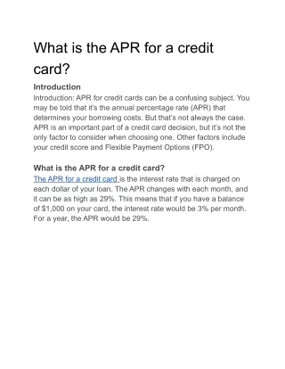What is the APR for a credit card