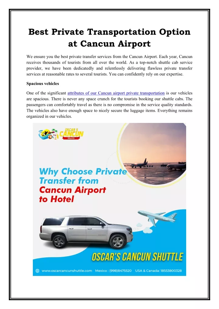 best private transportation option at cancun