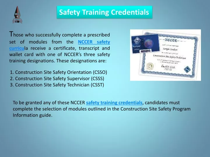 safety training credentials