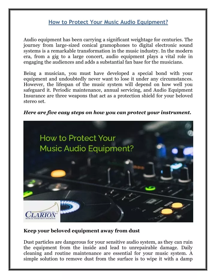 how to protect your music audio equipment