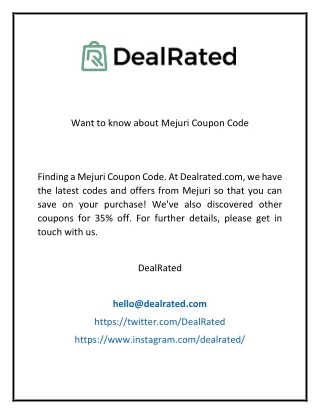 Want to know about Mejuri Coupon Code