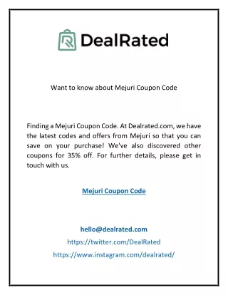 Want to know about Mejuri Coupon Cod