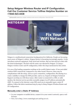 Setup Netgear Wireless Router and IP Configuration