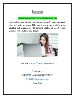 emotional intelligence course imlanguages com