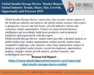 global insulin storage device market report