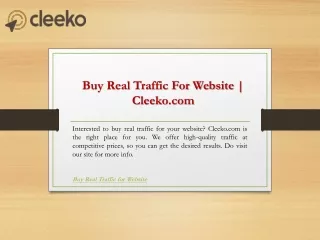 Buy Real Traffic For Website  Cleeko.com